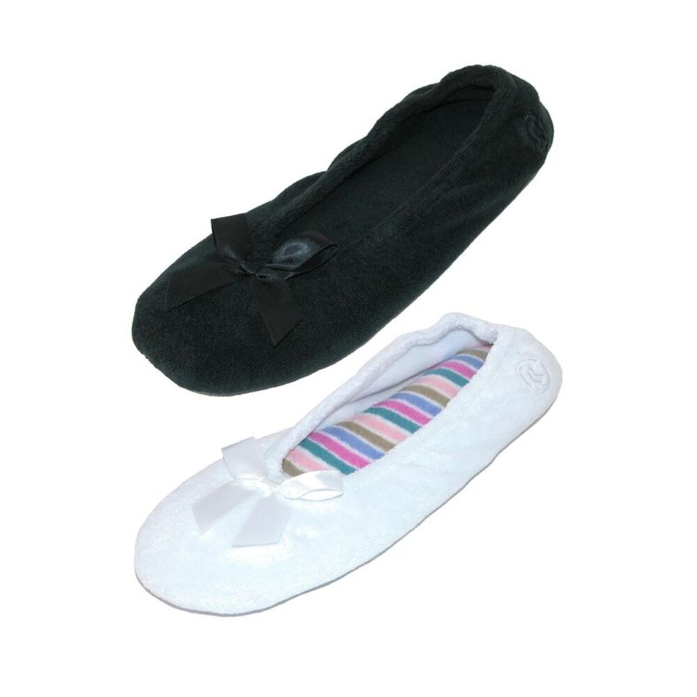 Isotoner Women's Terry Classic Ballerina Slippers (Pack of 2)